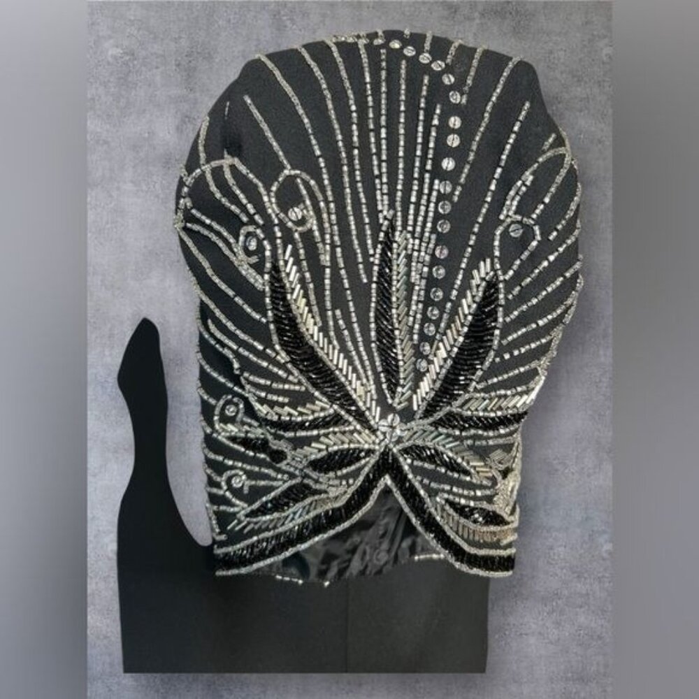 Vintage Black Cocktail Dress with Beaded Sleeves Jack Bryan - Picture 4 of 7